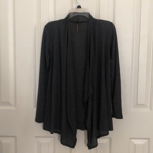Rags & Couture Black/Gray Open Front Cardigan